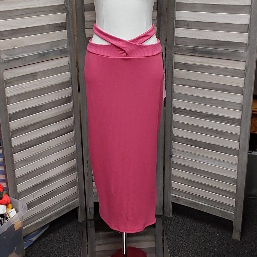 Women's Cross Waist Rib-Knit Midi Skirt | Future Collective | XX Large